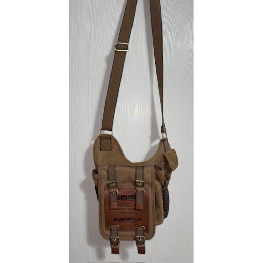 Kaukko Brown Unisex Canvas Casual Shoulder Sling Messenger Bag Western Utility